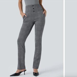 Halara Flex High Waisted Houndstooth Plaid Skinny Work Pants with Pockets